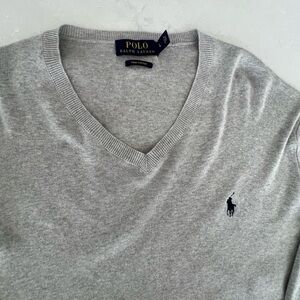 Polo by Ralph Lauren Light Gray V-Neck Sweater